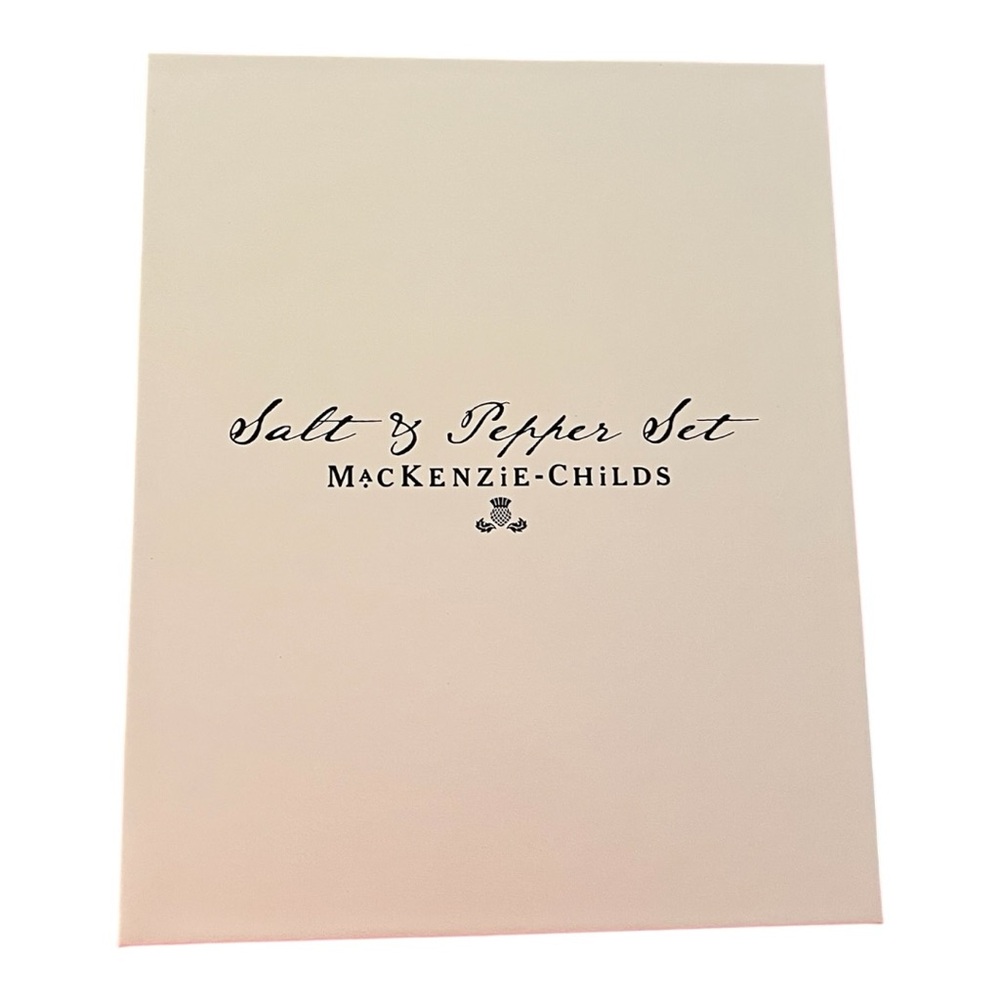 Mackenzie-Childs NWT in gift box gorgeous Rosy Check Teapot Salt & Pepper set - Picture 5 of 14